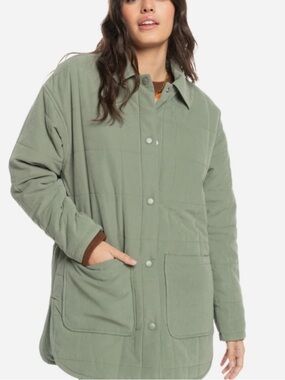 Roxy Next Up Quilted Jacket Agave Green Size Medium